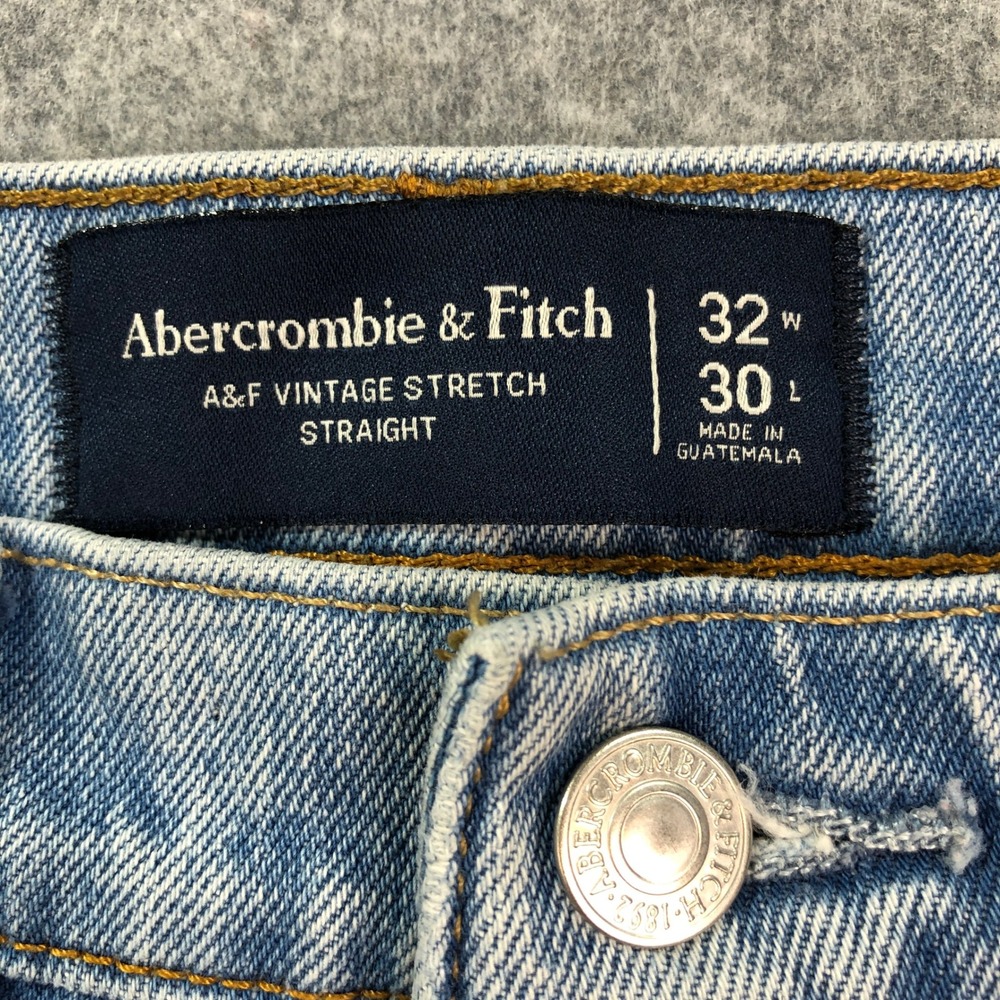 Abercrombie and Fitch Vintage Straight Mens Jeans 32x30 (fits 34x29) Light Wash - Picture 3 of 15